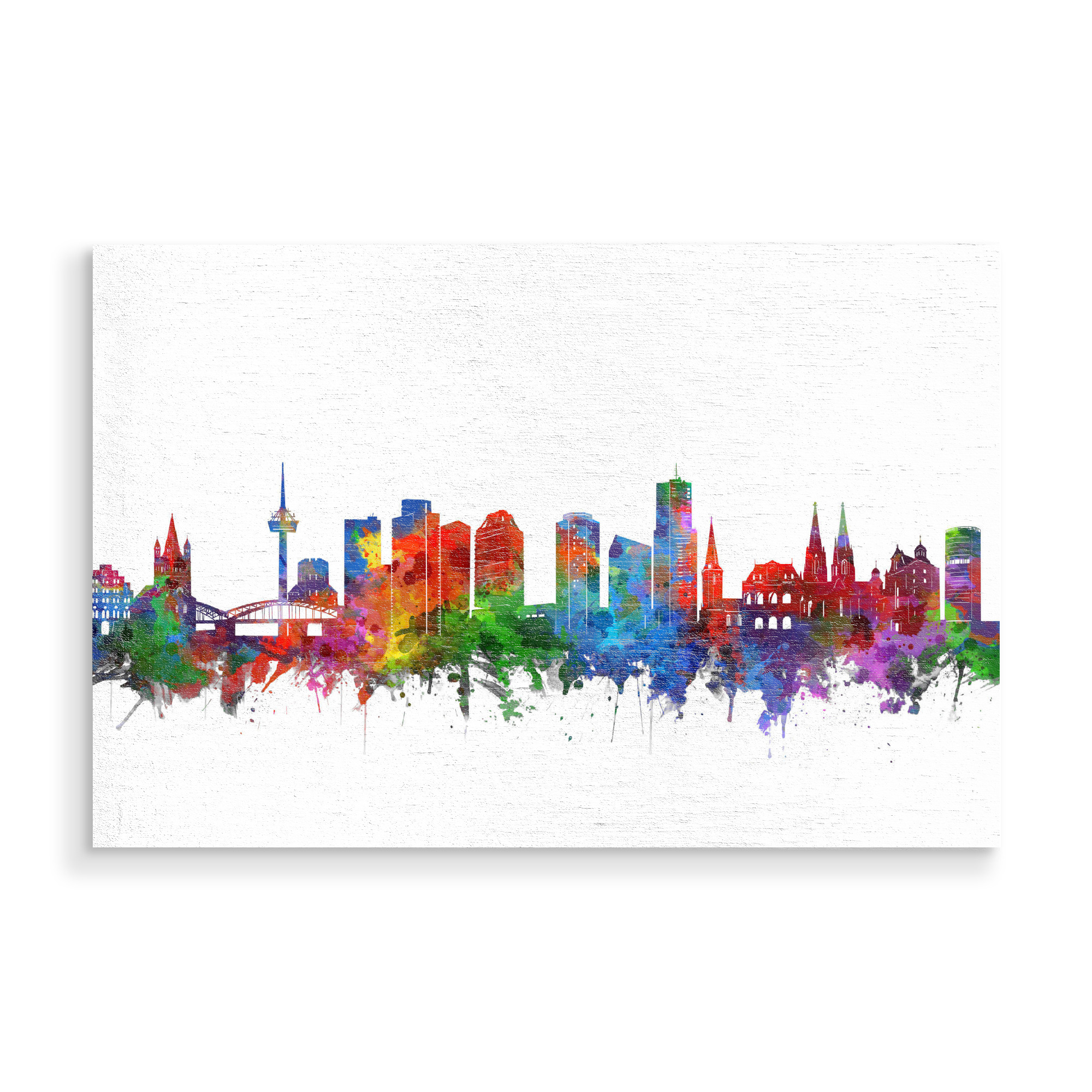 Holzbild "Cologne city skyline watercolor" artboxONE - Städte,Städte / Köln,Reise - Cologne,Germany,Illustration,Skyline
