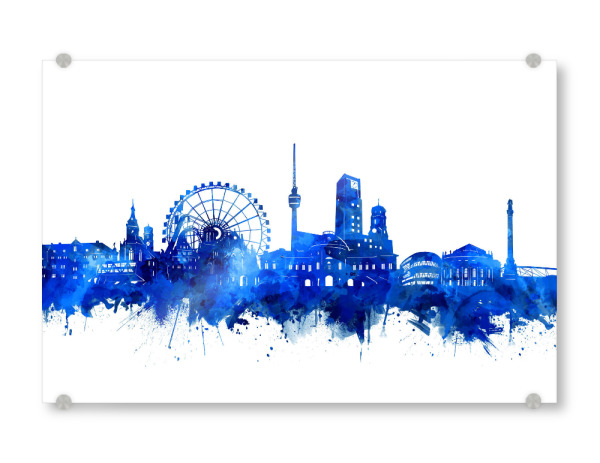 Acrylglasbild "Stuttgart city skyline blue" artboxONE - Städte,Reise,Städte / Stuttgart