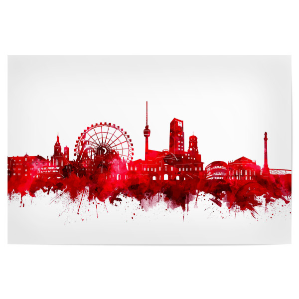 Poster "Stuttgart city skyline red" artboxONE - Städte,Reise,Städte / Stuttgart