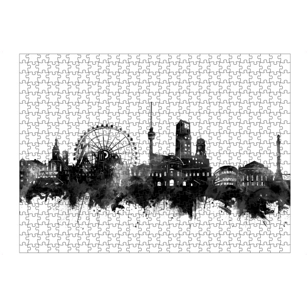 artboxONE Puzzle "Stuttgart skyline black and white" artboxONE - Städte,Reise,Schwarzweiß,Städte / Stuttgart
