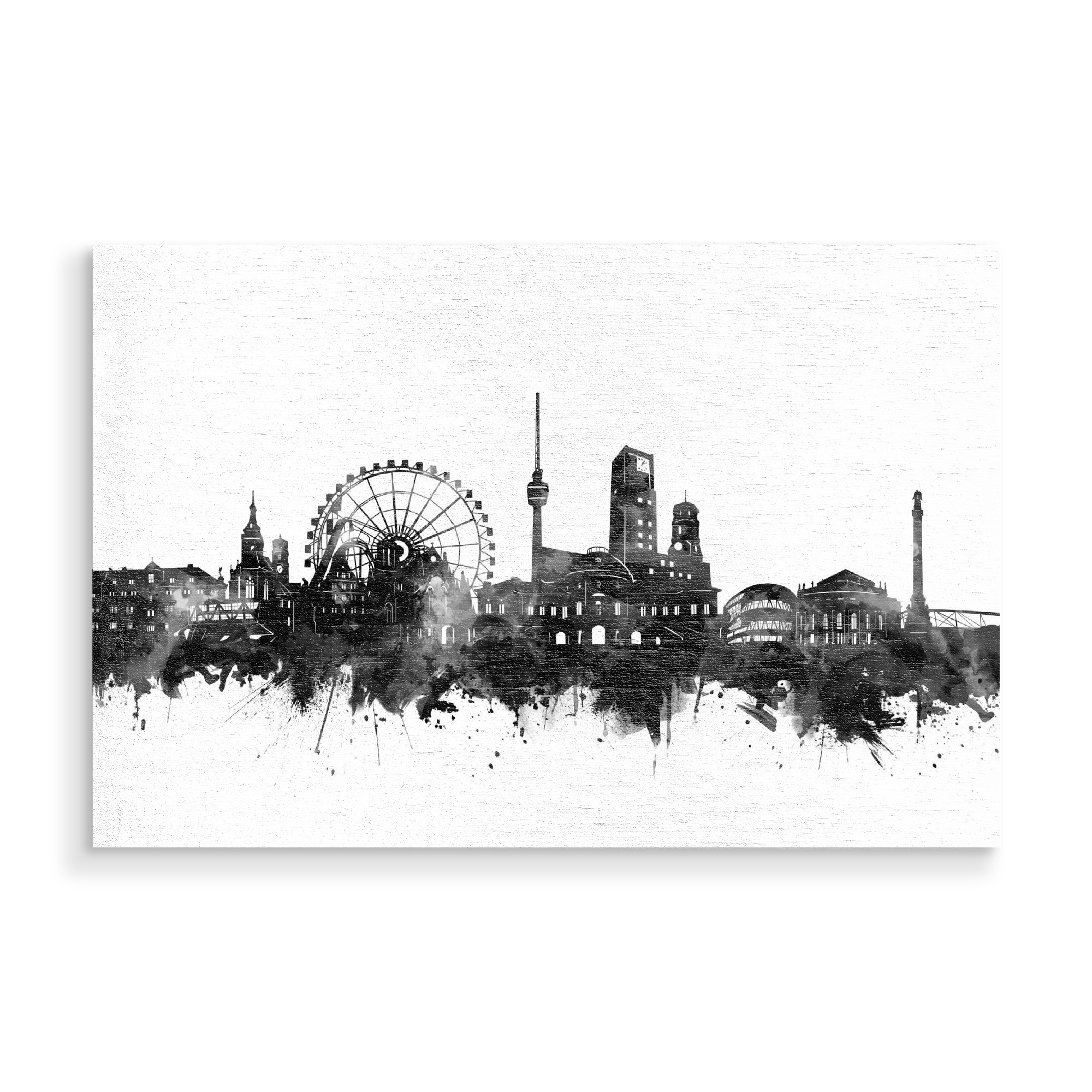 Holzbild "Stuttgart skyline black and white" artboxONE - Städte,Reise,Schwarzweiß,Städte / Stuttgart