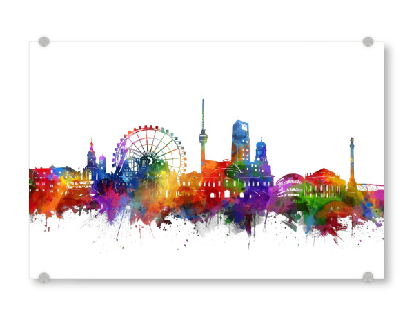 Acrylglasbild "Stuttgart city skyline watercolor" artboxONE - Städte,Reise,Städte / Stuttgart - Stuttgart,Germany,Skyline