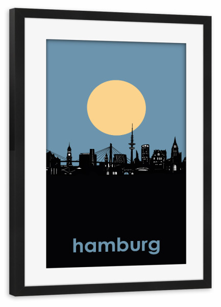 Poster mit Rahmen schwarz "Hamburg skyline minimalism" artboxONE - Städte,Städte / Hamburg,Reise,Architektur