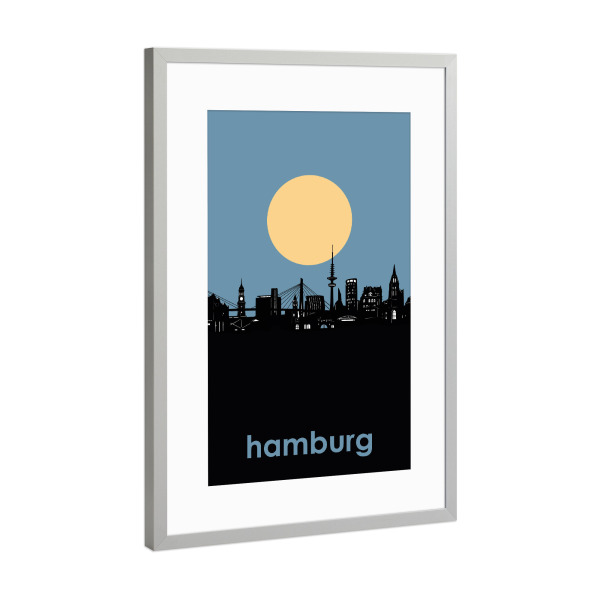 Poster mit Rahmen Silber "Hamburg skyline minimalism" artboxONE - Städte,Städte / Hamburg,Reise,Architektur