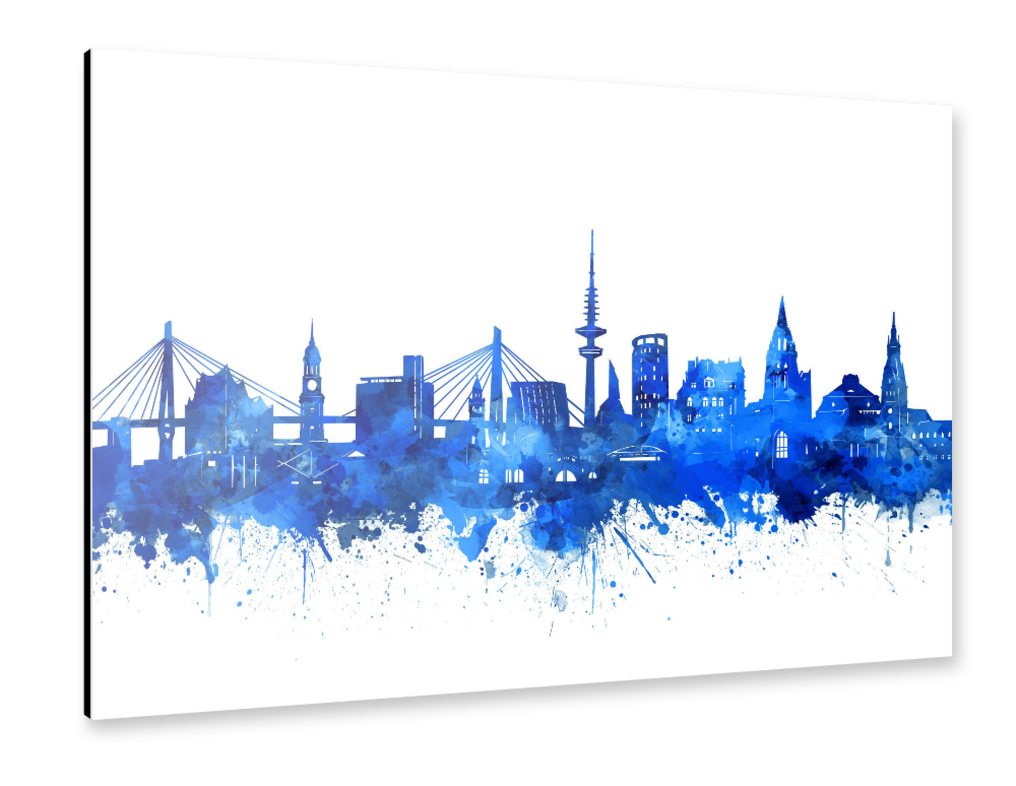 Alu-Dibond "Hamburg city skyline blue" 30x20 cm artboxONE