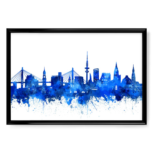 Hamburg city skyline blue