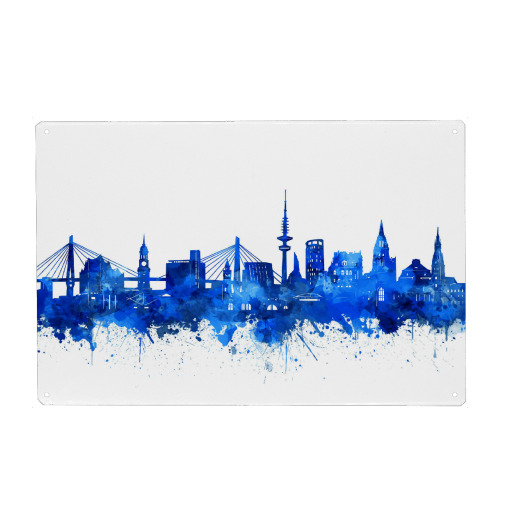 Hamburg city skyline blue