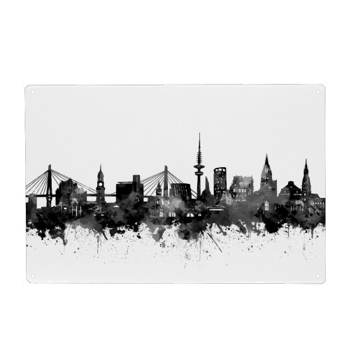 Hamburg skyline black and white