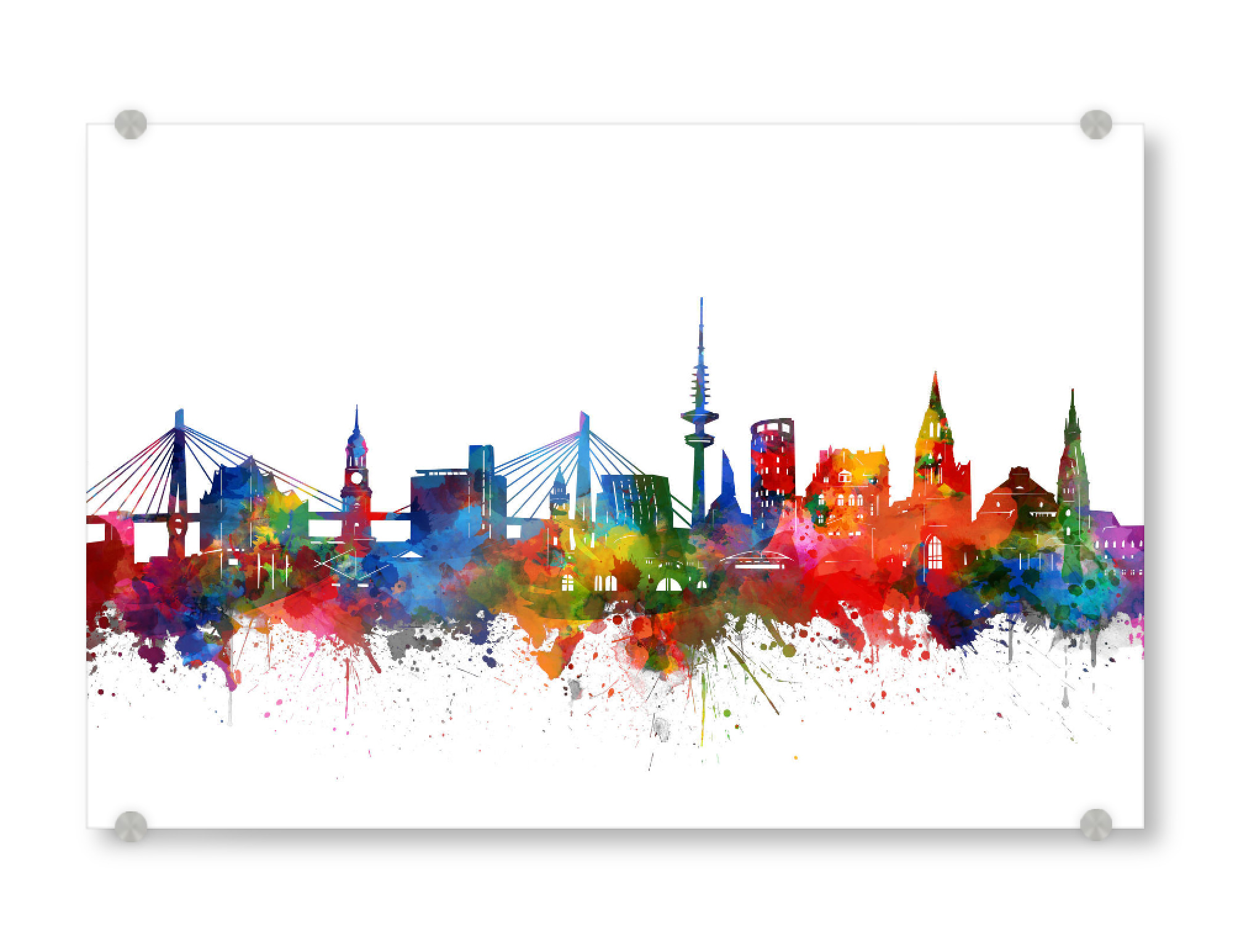 Acrylglasbild "Hamburg city skyline watercolor" artboxONE - Städte / Hamburg,Reise