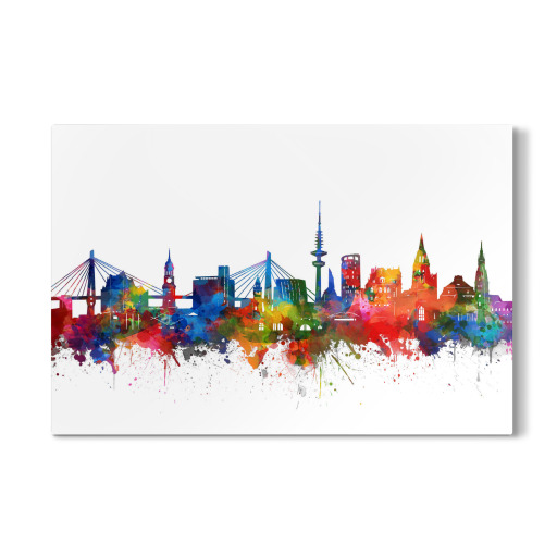 Hamburg city skyline watercolor