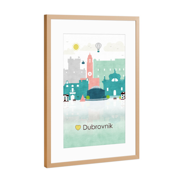 Poster mit Rahmen Kupfer "Dubrovnik Skyline 01" artboxONE - Reise / Länder,Städte / Weitere