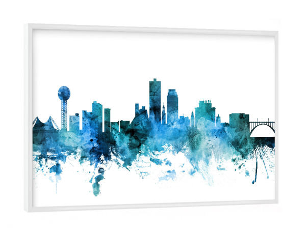 Poster mit weißem Rahmen "Knoxville Tennessee Skyline blue" artboxONE - Städte,Reise,Städte / Weitere