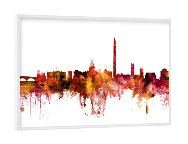 Poster mit weißem Rahmen "Washington DC Skyline red" artboxONE - Reise,Städte / Washington