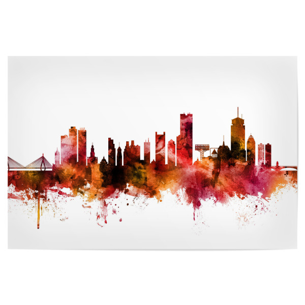 Poster 30x20 cm "Boston Massachusetts Skyline red" artboxONE - Reise,Städte / Boston
