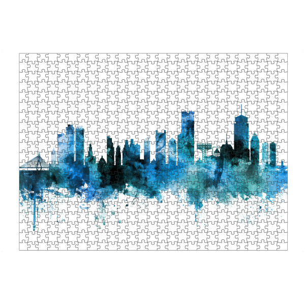 Puzzle Ravensburger "Boston Massachusetts Skyline blue" artboxONE - Reise,Städte / Boston
