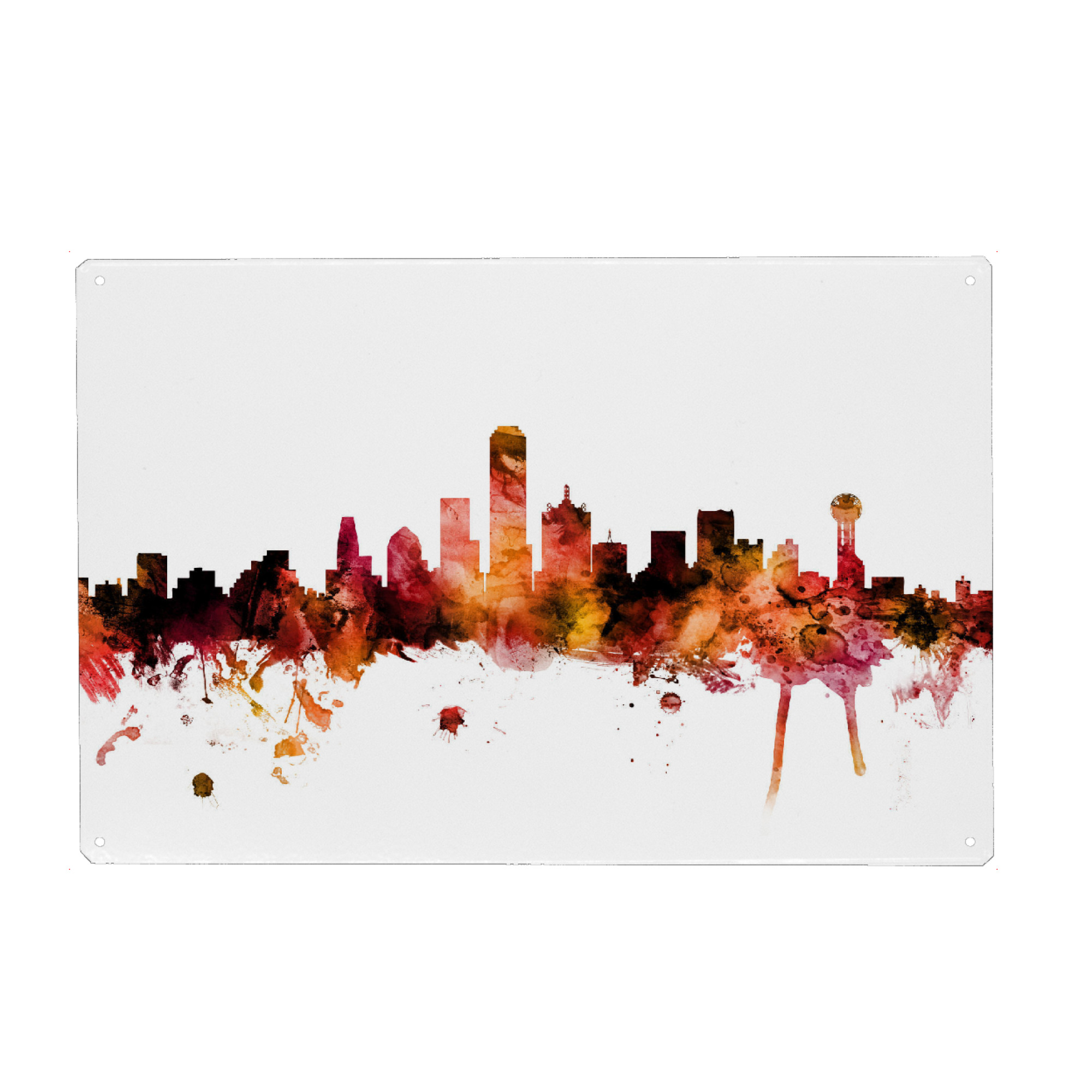 Metall Poster "Dallas Texas Skyline red" artboxONE - Städte,Reise,Städte / Weitere