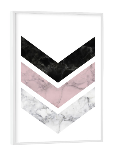 Poster mit weißem Rahmen "Pink Chevron" artboxONE - Abstrakt,Geometrie,Marmor