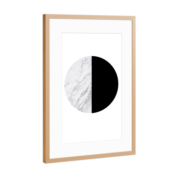 Poster mit Rahmen Kupfer "Simple 2" artboxONE - Abstrakt,Schwarzweiß,Geometrie,Marmor
