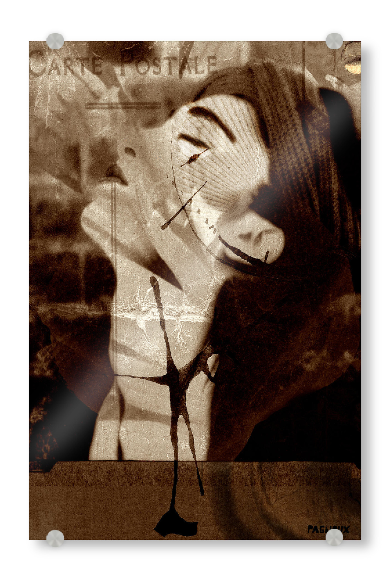 Acrylglasbild "Carte postale" artboxONE - Fashion - Portrait,Woman,Model,Beauty,Fashion,Painting,Art,Arty,Make-up