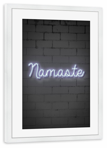 Poster mit Rahmen weiß "Namaste 2" artboxONE - Typografie,Menschen,Streetart