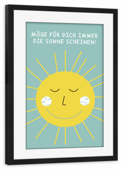 Poster mit Rahmen schwarz "Sonne 2" artboxONE - Typografie,Natur,Für Kinder