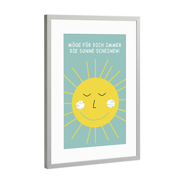 Poster mit Rahmen Silber "Sonne 2" artboxONE - Typografie,Natur,Für Kinder