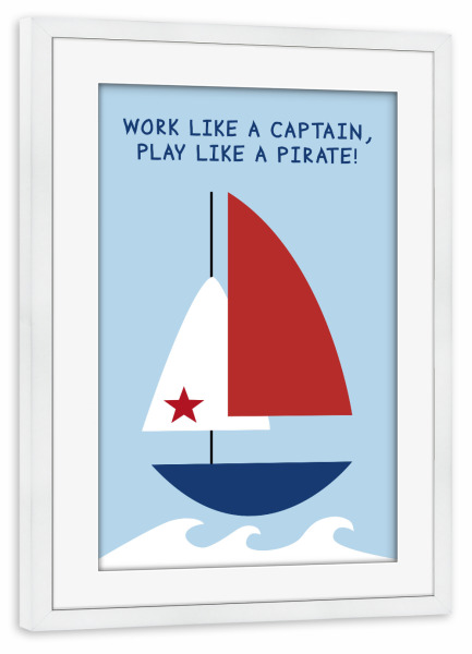 Poster mit Rahmen weiß "Pirat" artboxONE - Typografie,Reise,Für Kinder