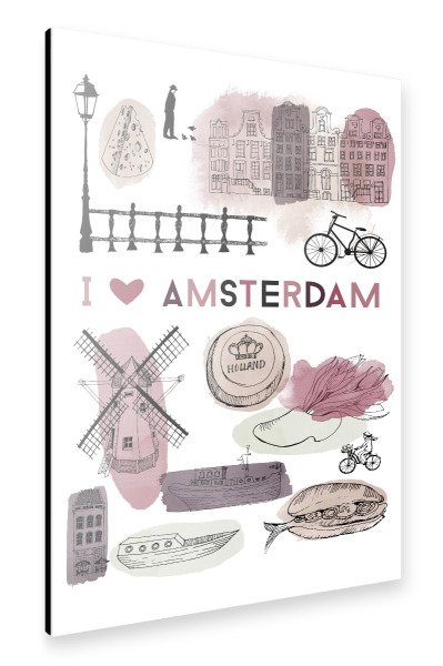 Alu-Dibond "I love Amsterdam" 30x20 cm artboxONE