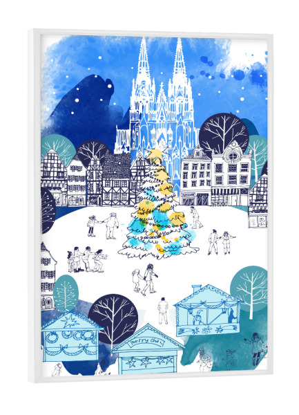Poster mit weißem Rahmen "Merry Christmas Cologne!" artboxONE - Städte / Köln,Weihnachten