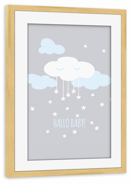 Poster mit Rahmen kiefer "Hallo Baby 2" artboxONE - Für Kinder,Für Mama,Für Papa