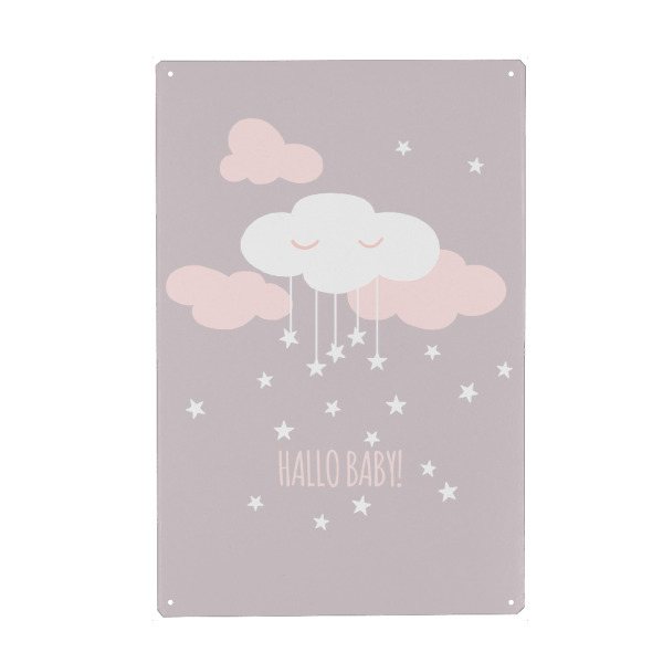 Holzbild "Hallo Baby" artboxONE - Für Kinder,Für Mama,Für Papa - Geburt,Baby,Willkommenzuhause,Hallo,Kinderzimmer,Kind