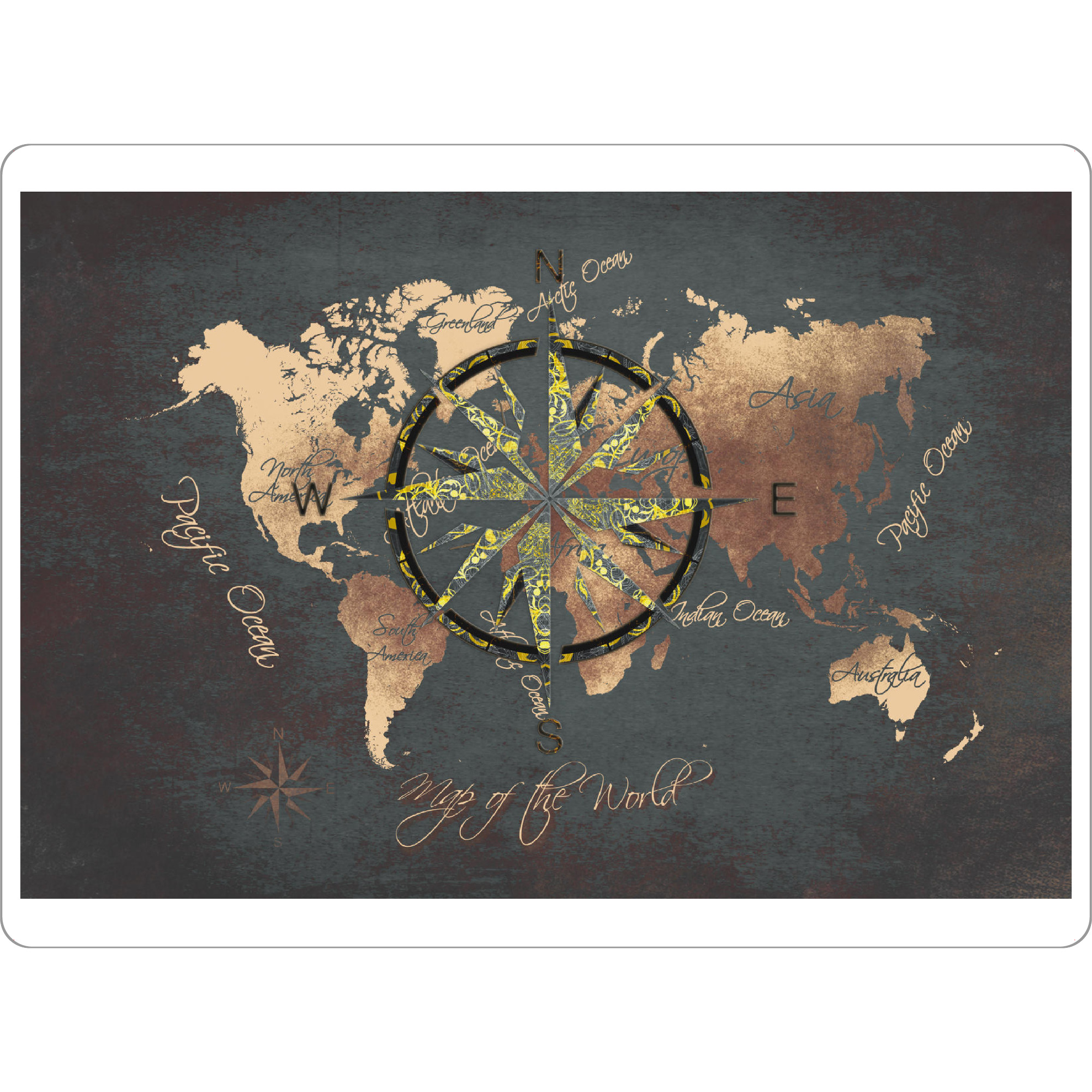Tischset "World map wind rose 4 brown" artboxONE - Reise,Kartografie