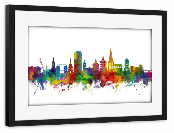 Poster mit Rahmen schwarz "Rostock Germany Skyline" artboxONE - Städte,Reise,Städte / Weitere