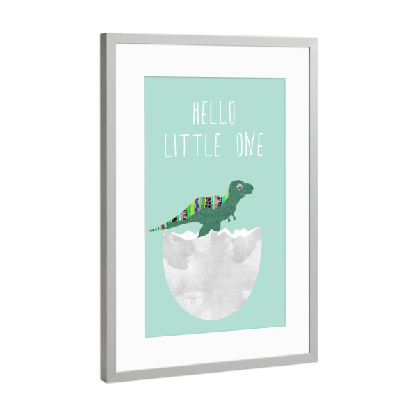 Poster mit Rahmen Silber "Baby T Rex" artboxONE - Typografie,Für Kinder,Tiere
