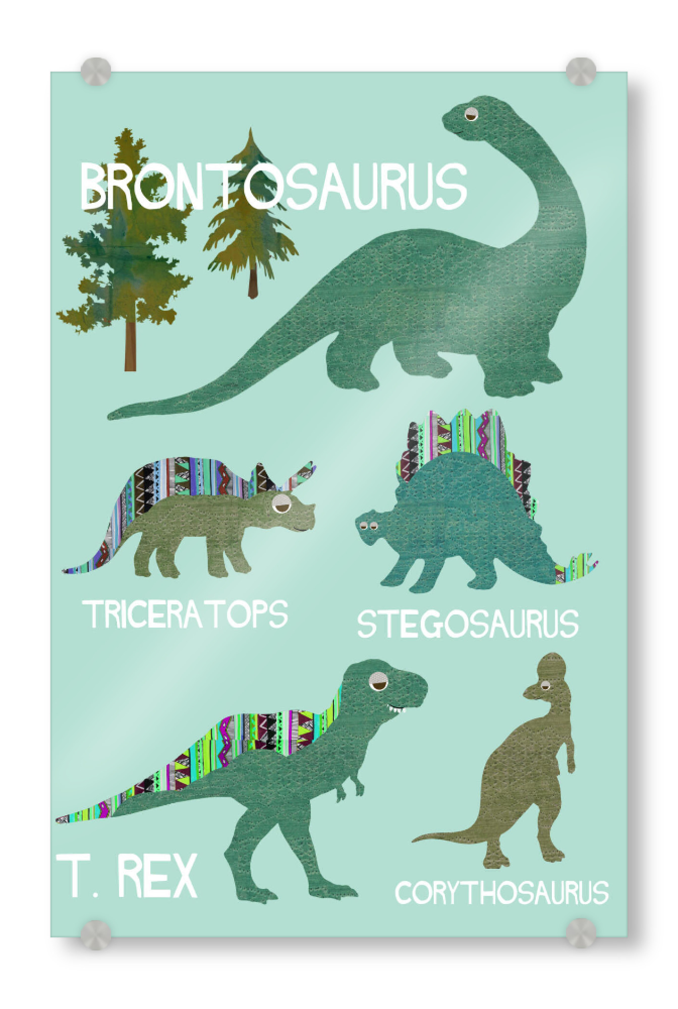 Acrylglasbild "Dinosaurier" artboxONE - Typografie,Für Kinder,Tiere,Lustig