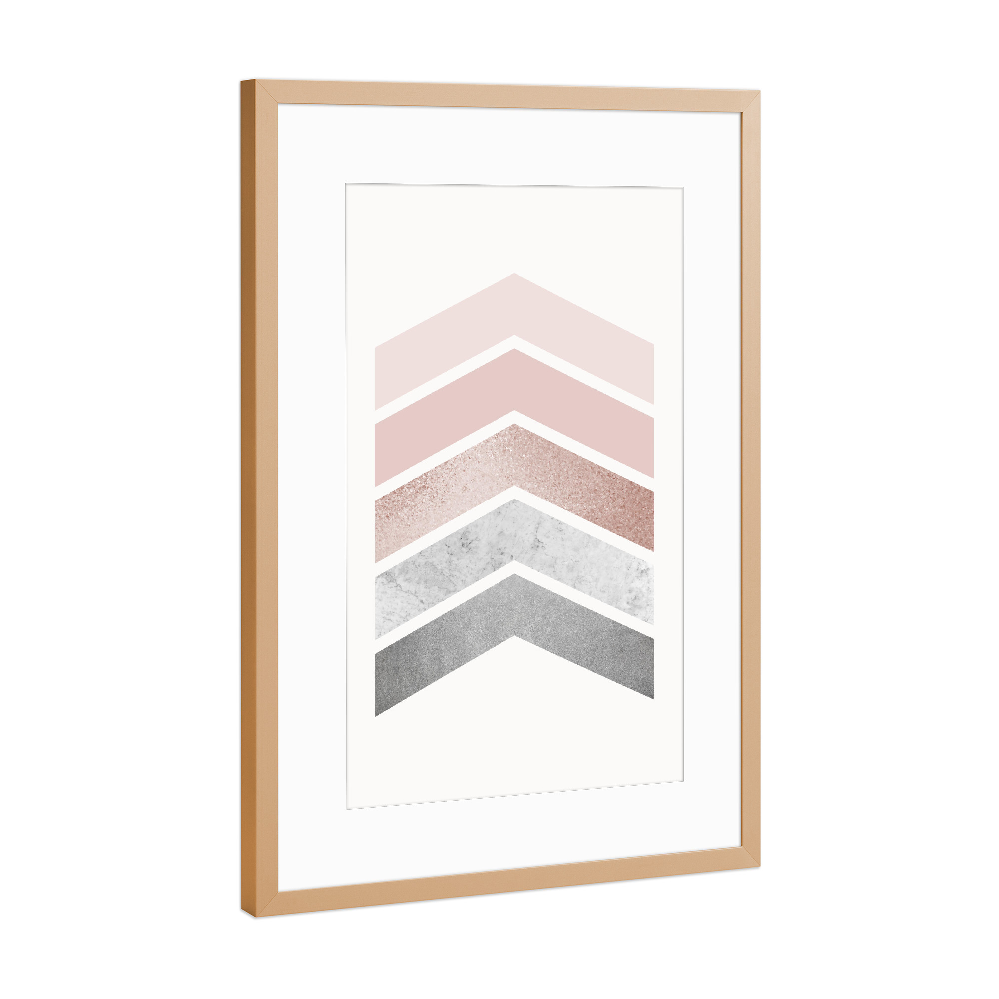 Poster mit Rahmen Kupfer "Scandi Chevrons" artboxONE - Geometrie