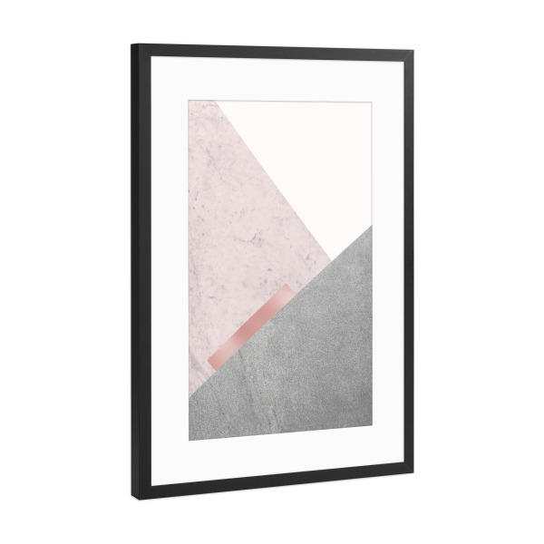 Poster mit Rahmen Schwarz (Metallic) "Scandi Minimalist in Pink 02" artboxONE - Abstrakt,Geometrie