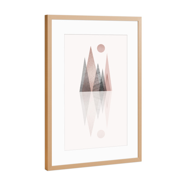 Poster mit Rahmen Kupfer "Scandi Mountain Reflection 2" artboxONE - Abstrakt,Geometrie