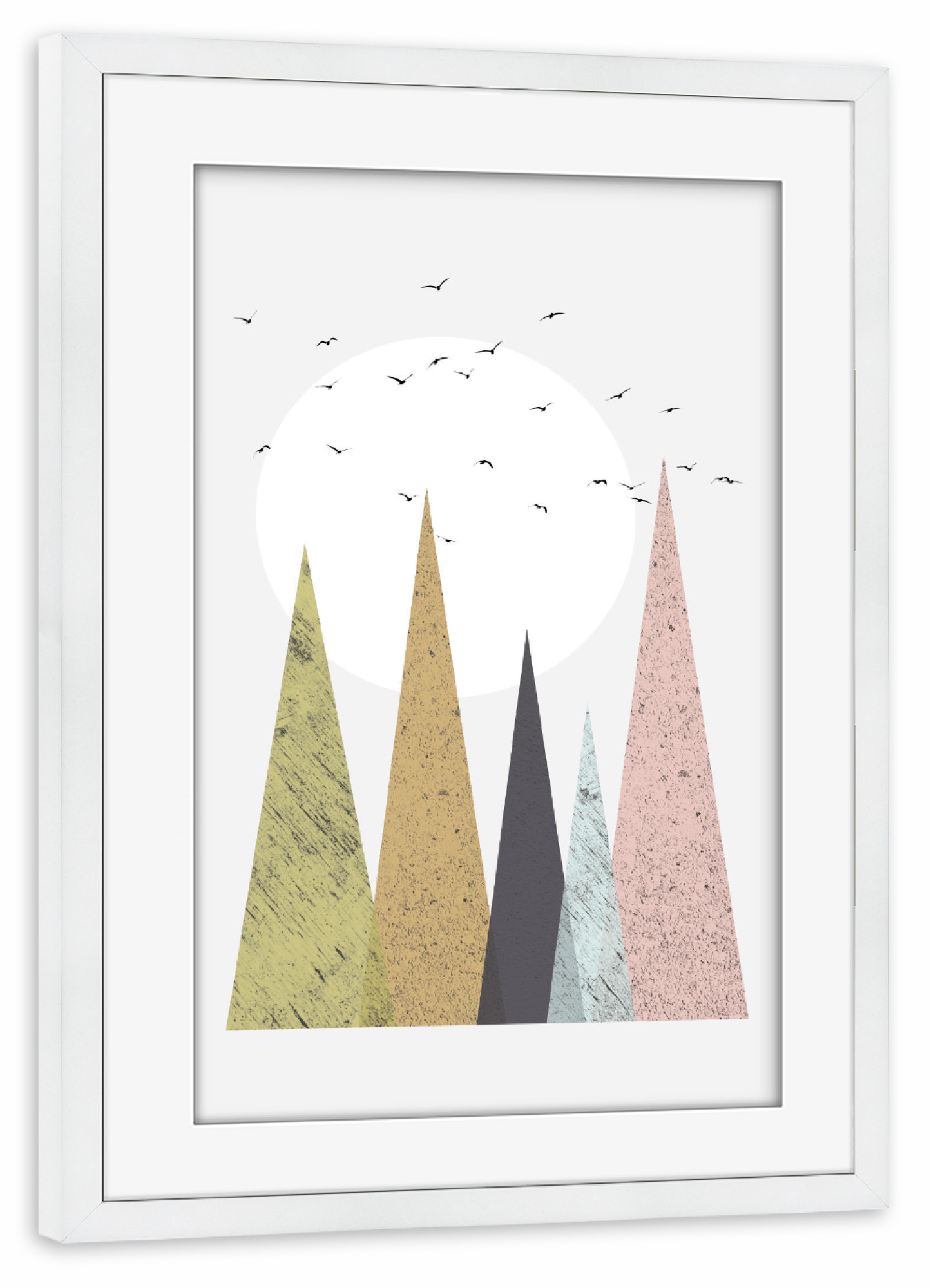 Poster mit Rahmen weiß "Mid-Century Scandinavian Mountains" artboxONE - Abstrakt
