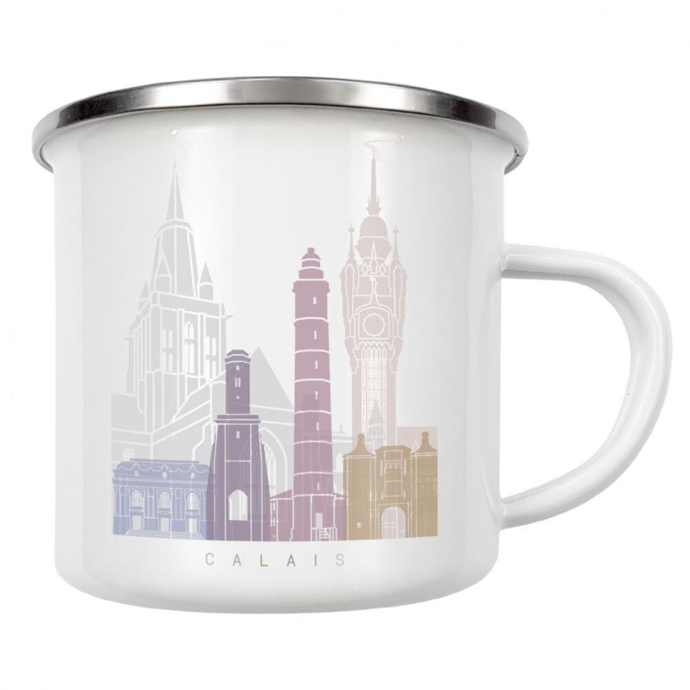 Emaille Tasse "CALAIS-SKYLINE-PASTELL" artboxONE - Städte,Architektur
