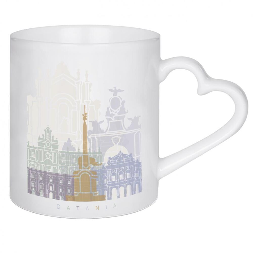 Herztasse "CATANIA SKYLINE PASTELL" artboxONE - Städte,Architektur