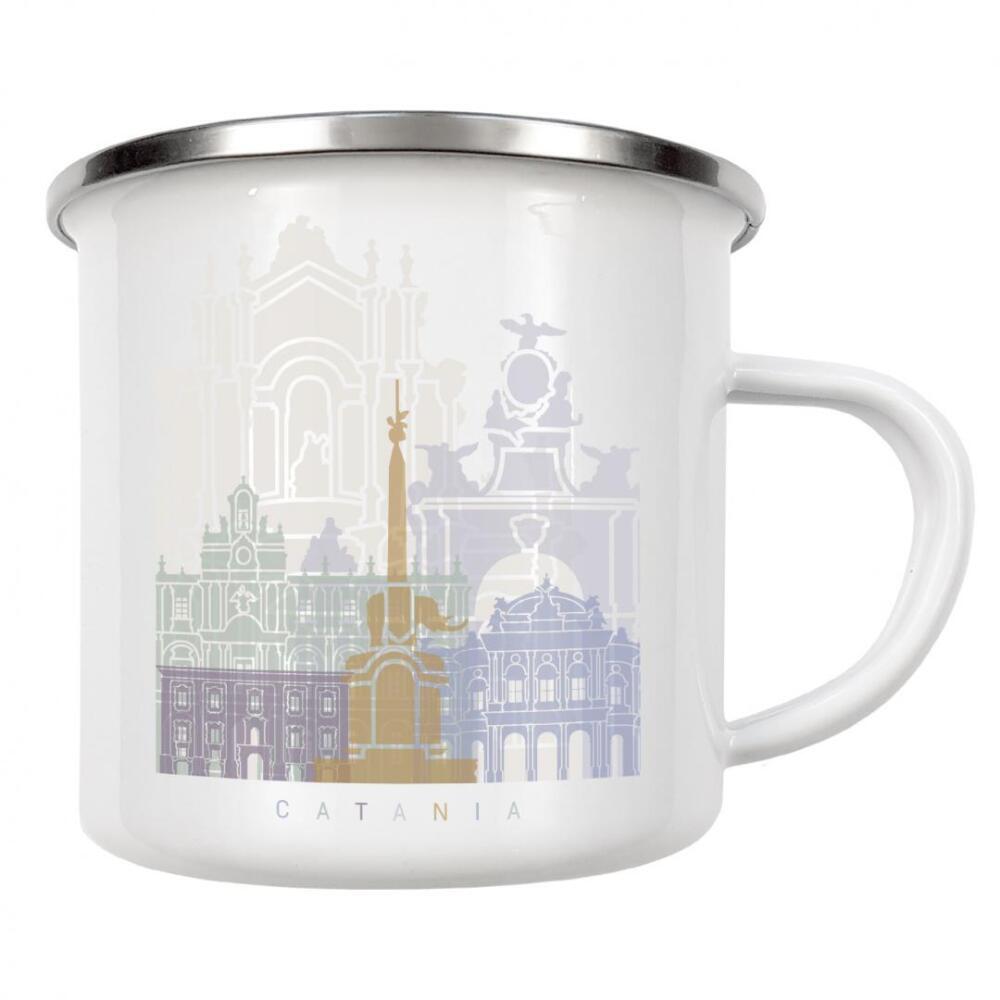 Emaille Tasse "CATANIA SKYLINE PASTELL" artboxONE - Städte,Architektur