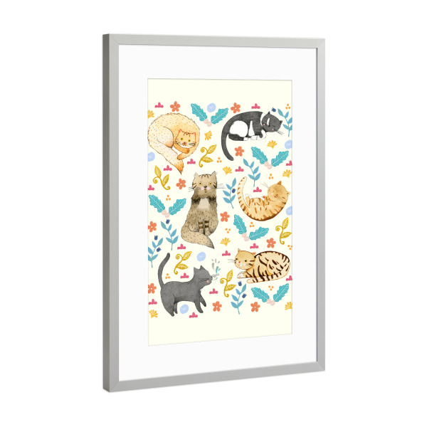 Poster mit Rahmen Silber "My Cats" artboxONE - Floral,Für Kinder,Tiere