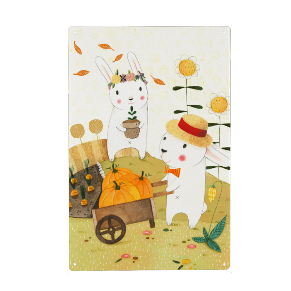 Metall Poster "Erntezeit" artboxONE - Natur,Für Kinder,Tiere,Essen & Trinken / Obst & Gemüse