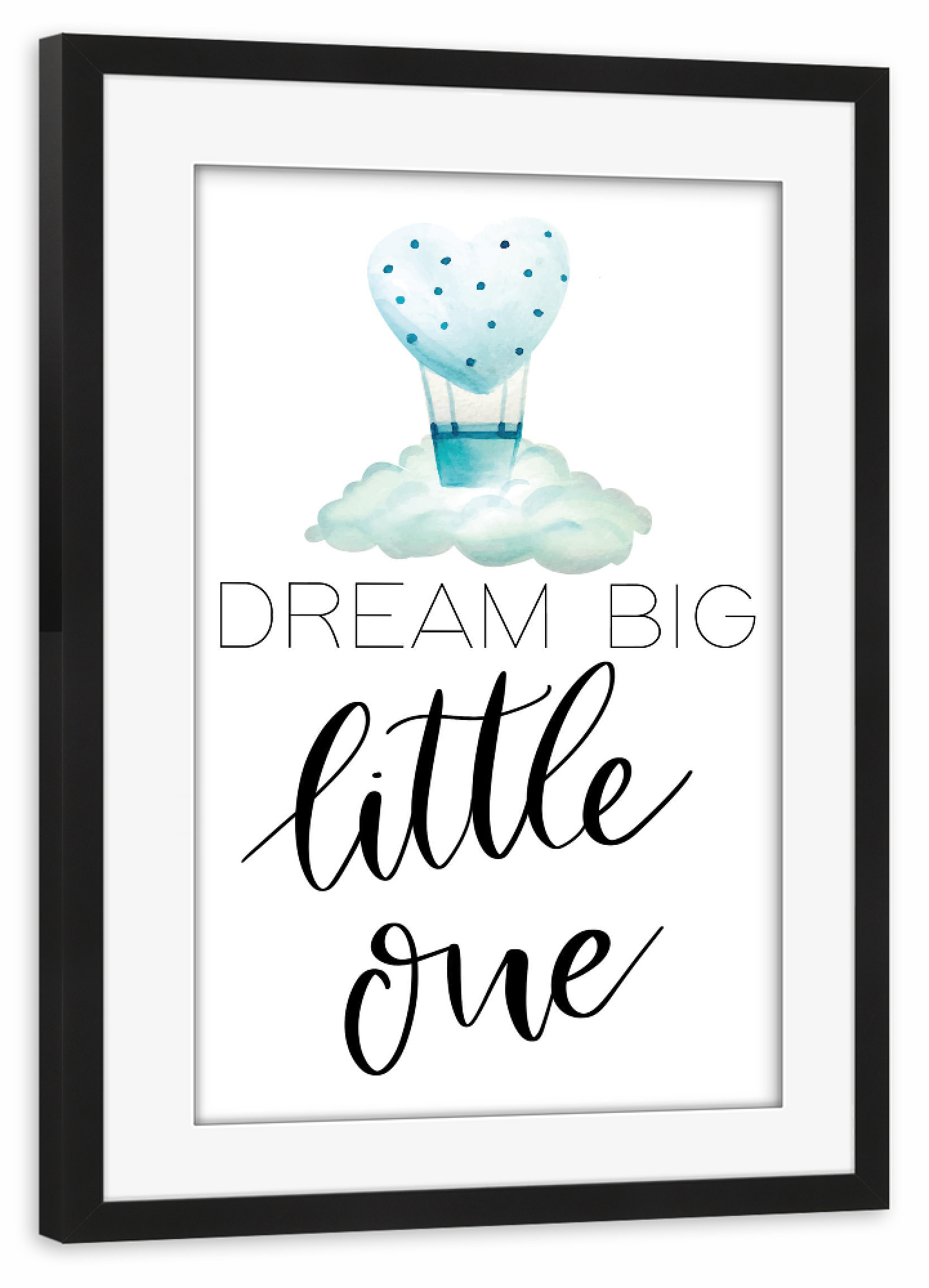 Poster mit Rahmen schwarz "Dream big little one 3" artboxONE - Typografie,Für Kinder