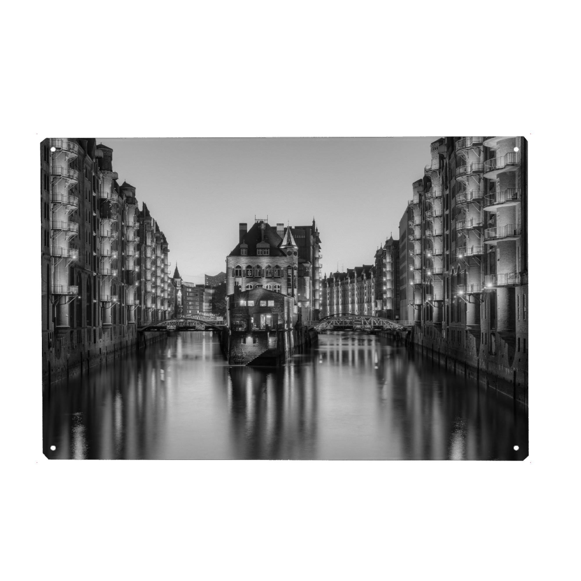 Metall Poster "Hamburg Wasserschloss" artboxONE - Städte / Hamburg,Reise,Schwarzweiß,Architektur