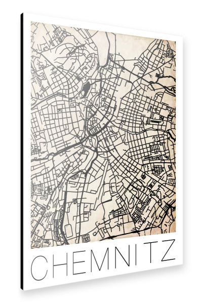 Alu-Dibond "Retro Map of Chemnitz Germany 2" 30x20 cm artboxONE