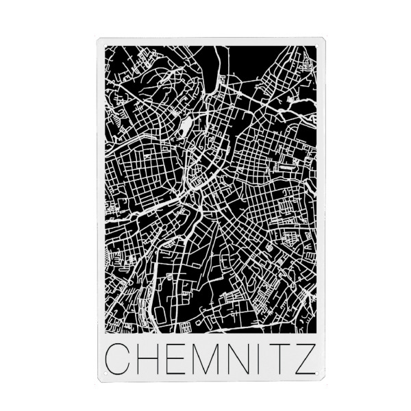 Holzbild "Retro Map of Chemnitz Germany" artboxONE - Städte,Reise,Schwarzweiß,Kartografie - Chemnitz,Germany,Map,Retro,Vintage,Black and white