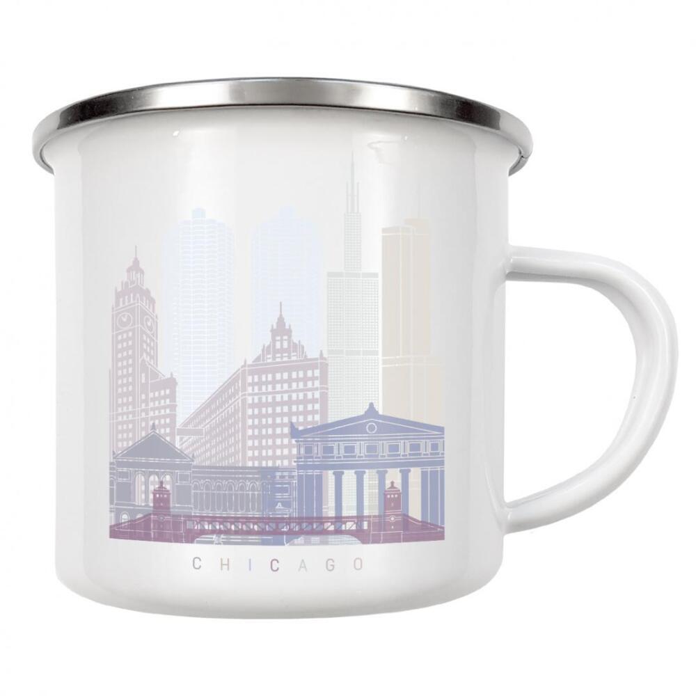 Emaille Tasse "CHICAGO-SKYLINE-PASTELL" artboxONE - Städte,Reise,Architektur