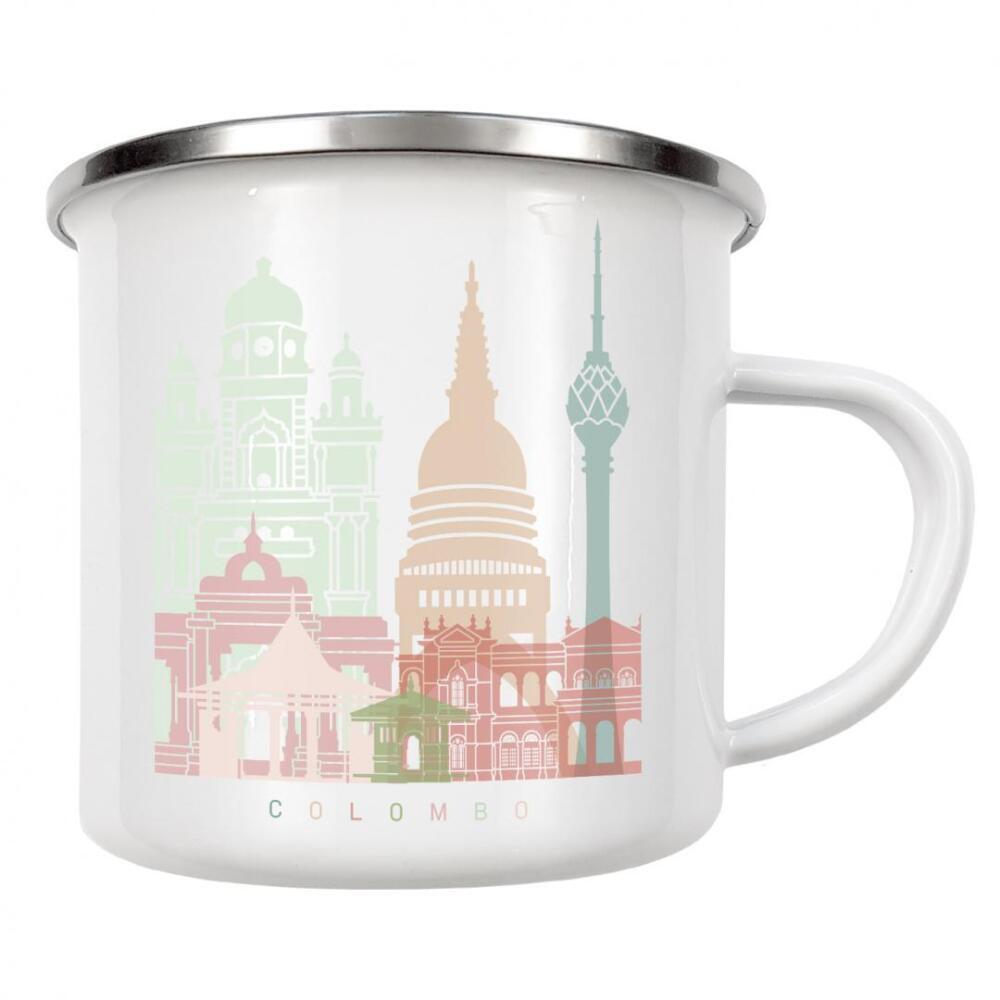 Emaille Tasse "Skyline von Colombo PASTELL" artboxONE - Städte,Architektur